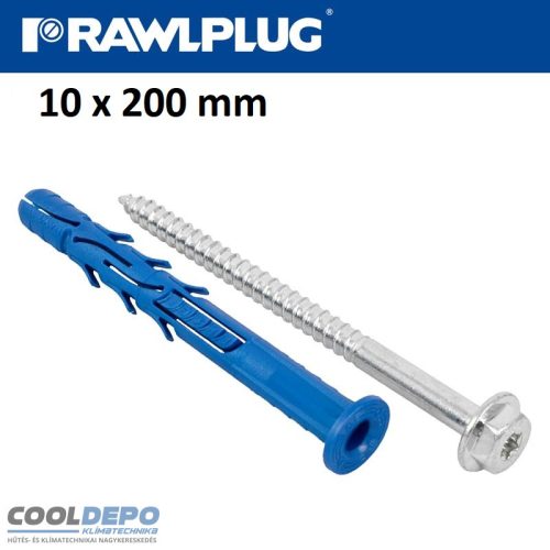 RAWLPLUG HATLAPFEJŰ CSAVAR + TIPLI 10x200mm (PEREMESFEJŰ) 25DB/DOBOZ