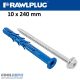 RAWLPLUG HATLAPFEJŰ CSAVAR + TIPLI 10x240mm (PEREMESFEJŰ) 25DB/DOBOZ